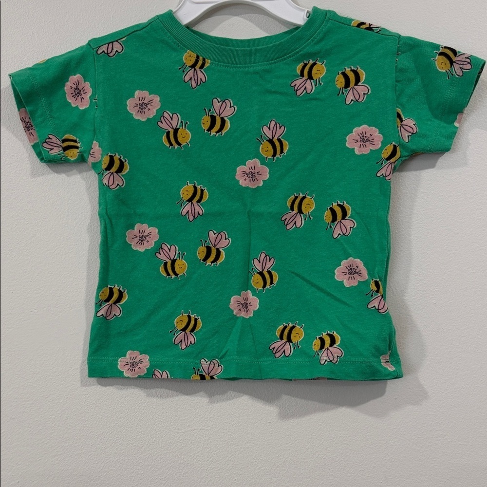 Old Navy Green Bee and Flower Short Sleeve Tee